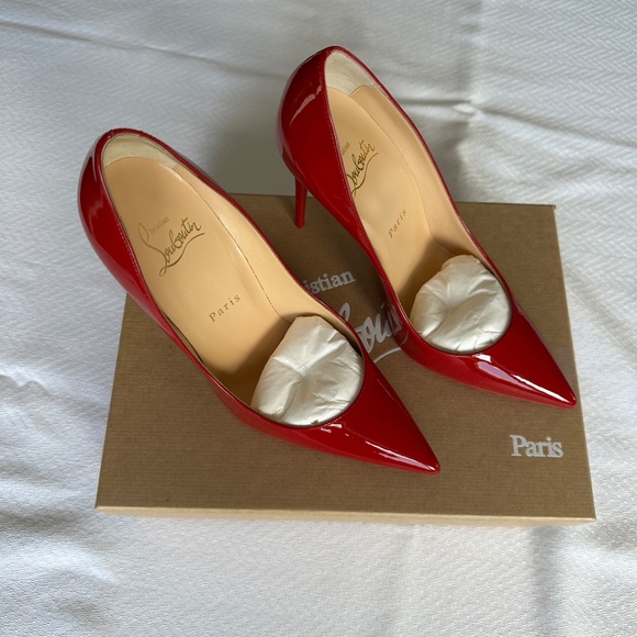 Christian Louboutin Kate Red Patent 100 mm Heels, Size 37 - Picture 2 of 14